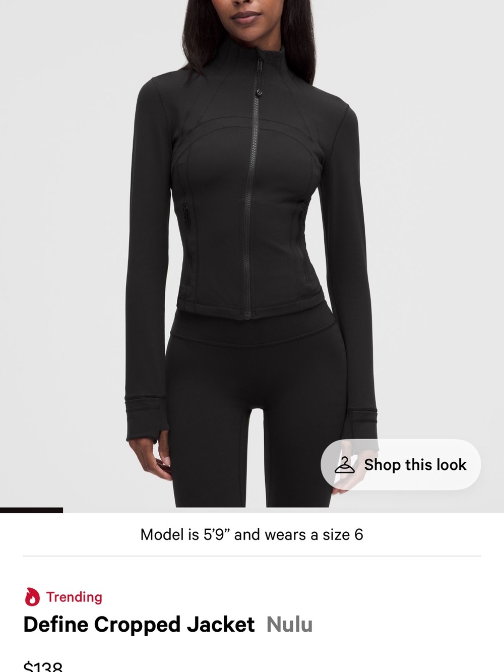 lululemon athletica Black Define Cropped Jacket